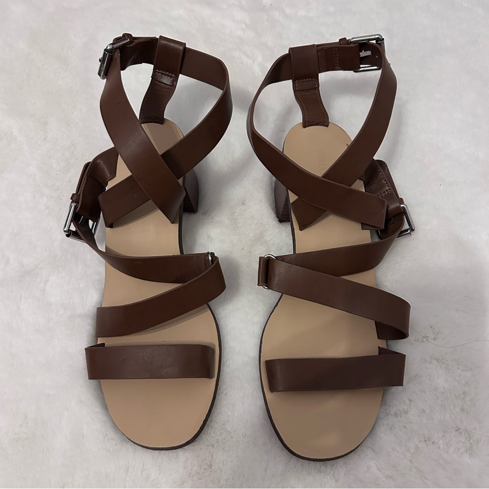 Brown Heeled Strap sandal